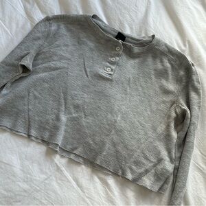 Wild Fable Light Gray Waffle Knit Crop long sleeve